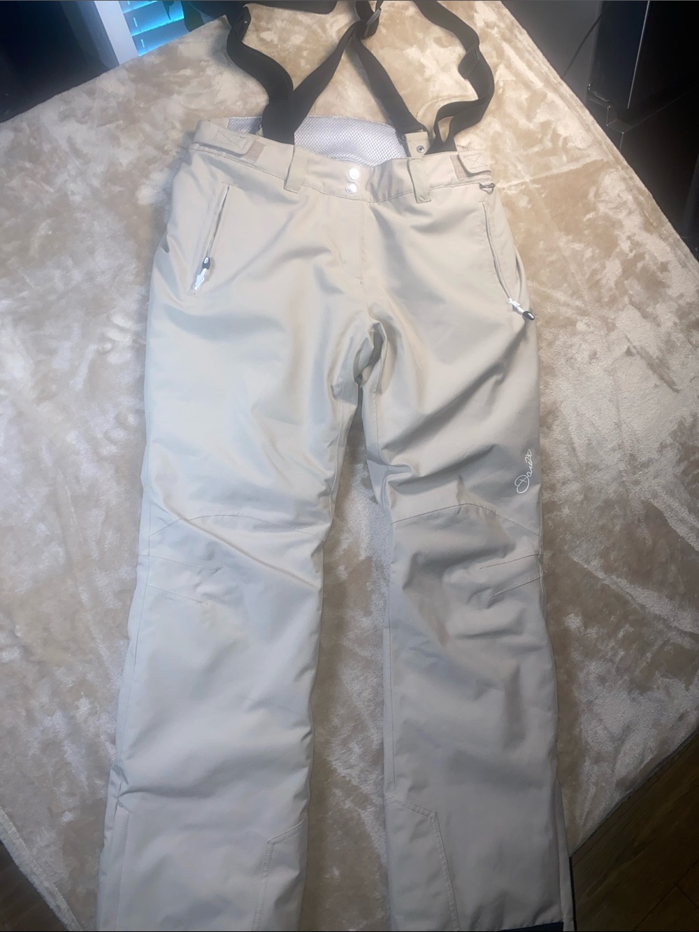 Dare2b Beige insulated ski pants with suspenders